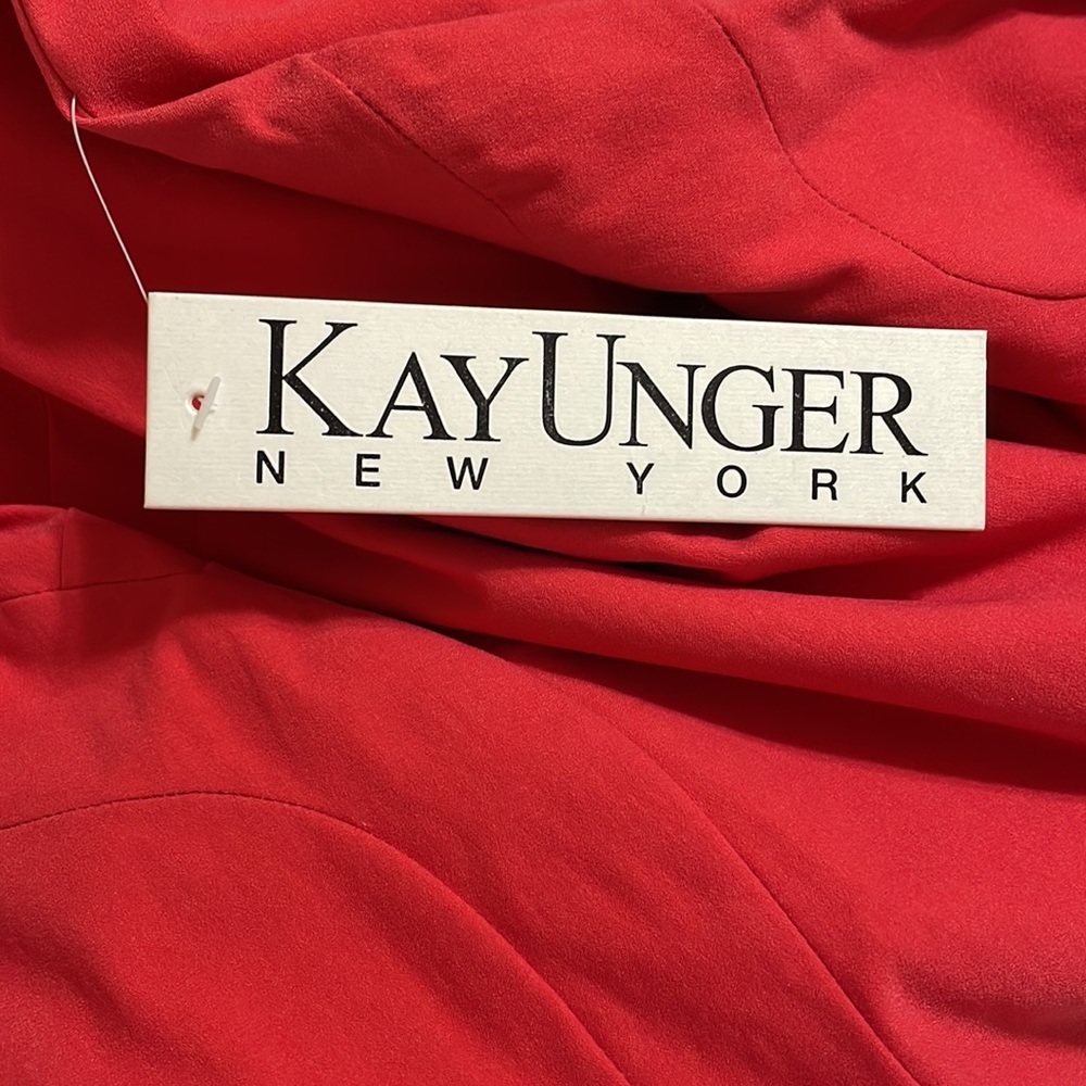 Kay Unger Orange Dress With Detailed Neckline - Picture 3 of 3